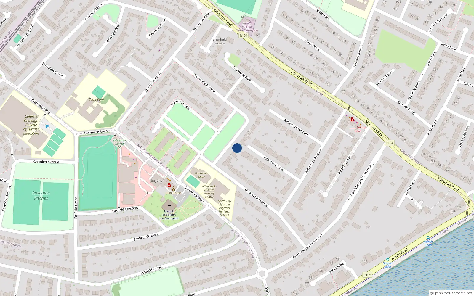 Overhead map showing the location of 10 Thorneville Avenue, Kilbarrack, Dublin 5