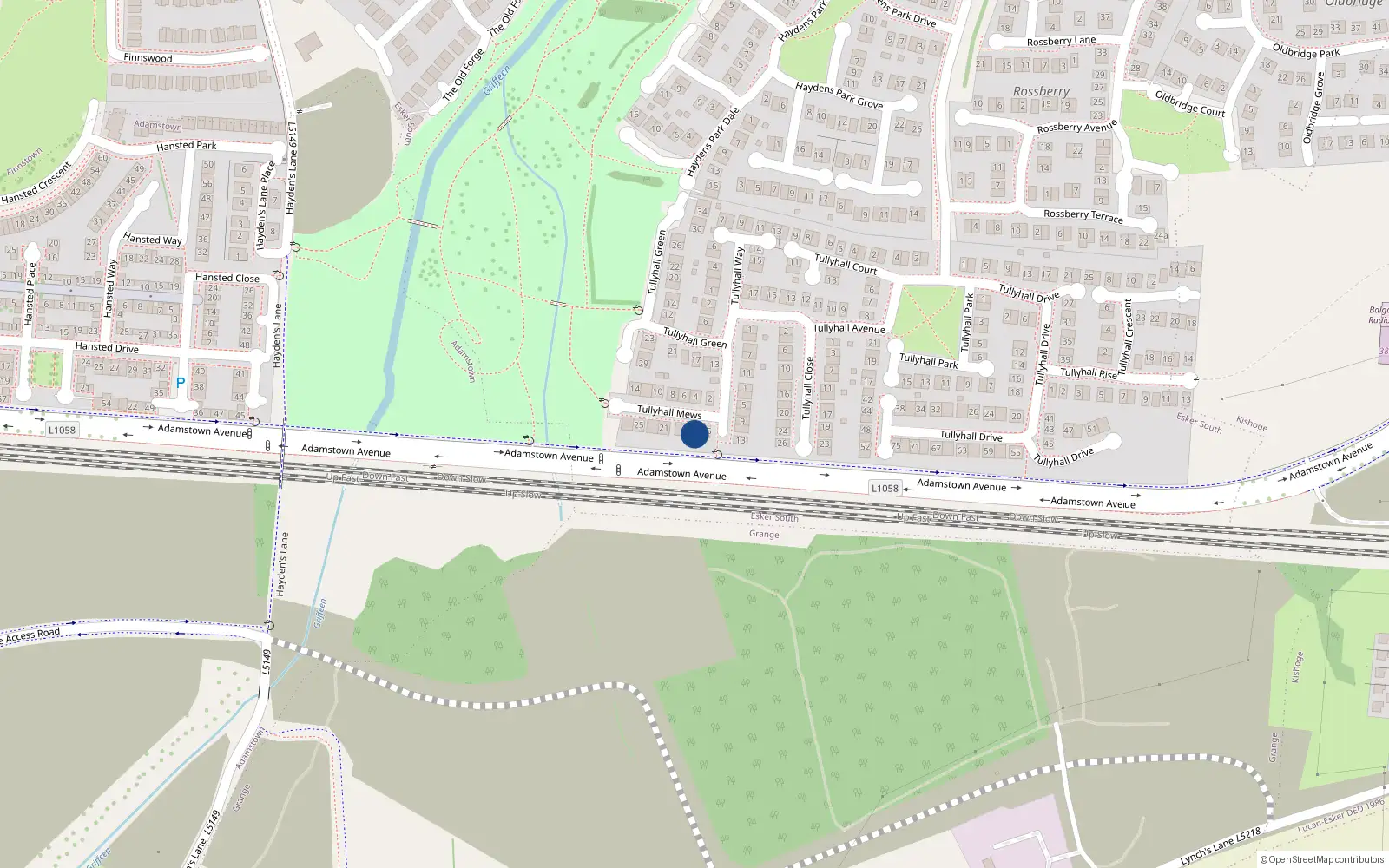 Overhead map showing the location of 10 Tullyhall Mews, Lucan
