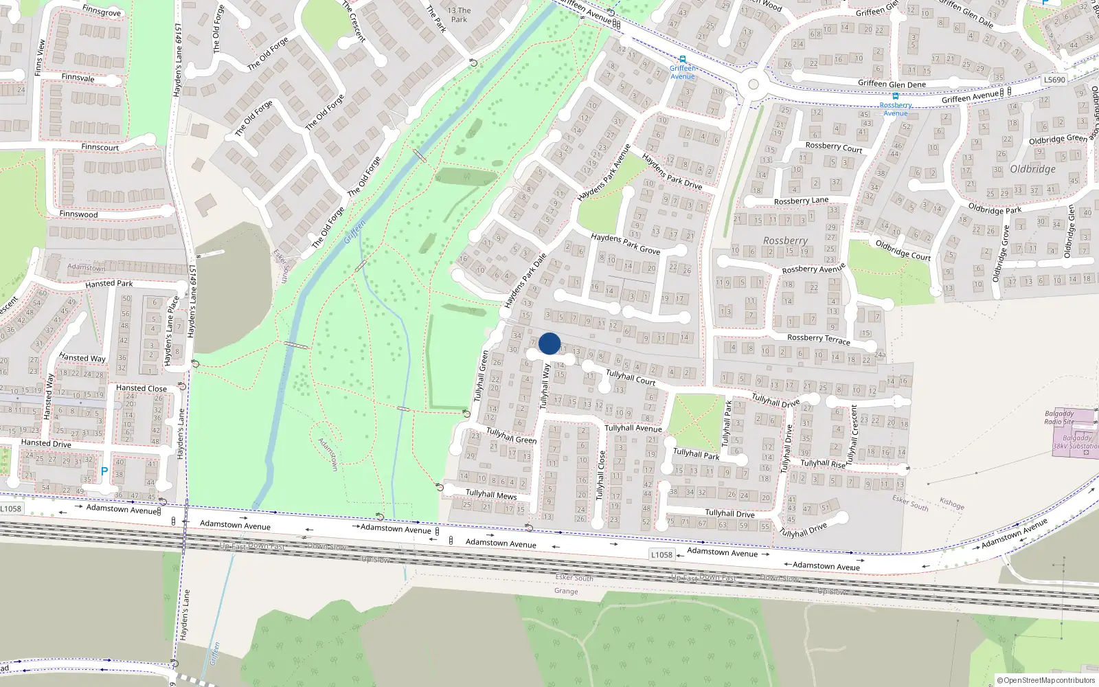 Overhead map showing the location of 10 Tullyhall Way, Lucan