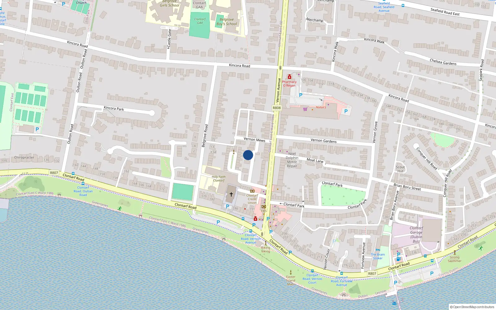 Overhead map showing the location of 10 Vernon Wood, St Josephs Square, Clontarf Dublin 3