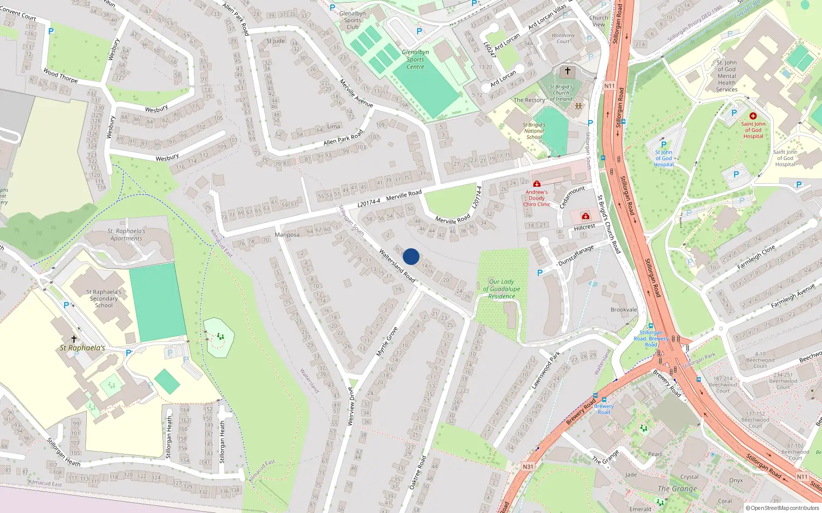 Overhead map showing the location of 10 Waltersland Road, Co Dublin