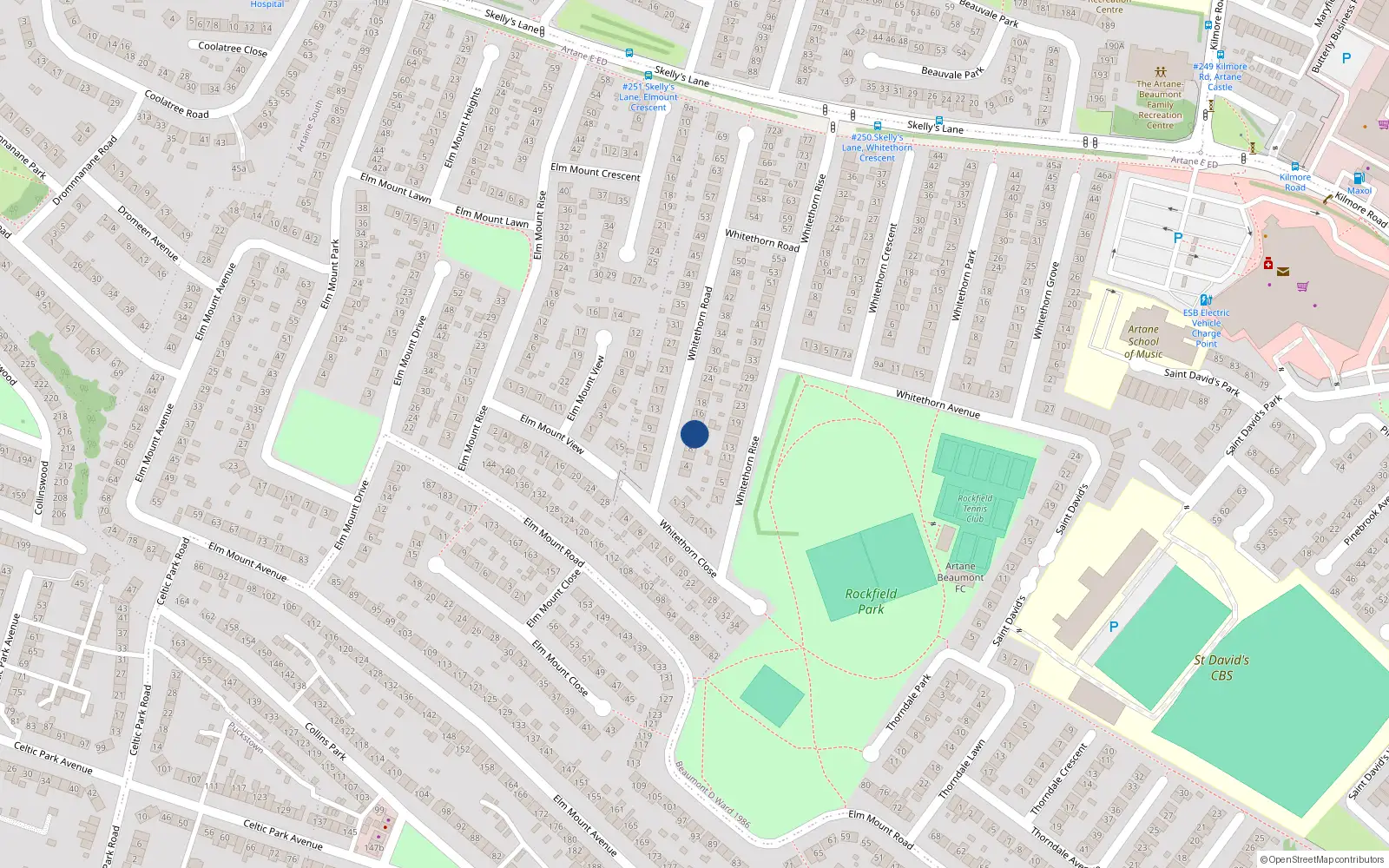 Overhead map showing the location of 10 Whitethorn Road, Dublin 5