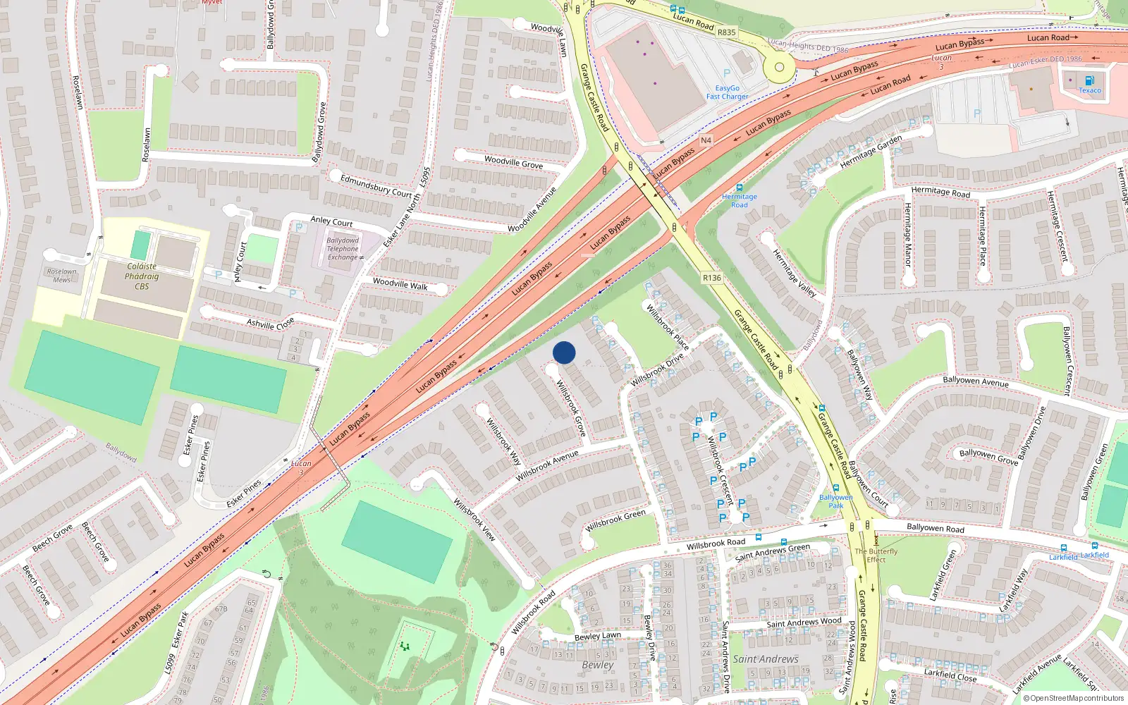 Overhead map showing the location of 10 Willsbrook Grove, Lucan