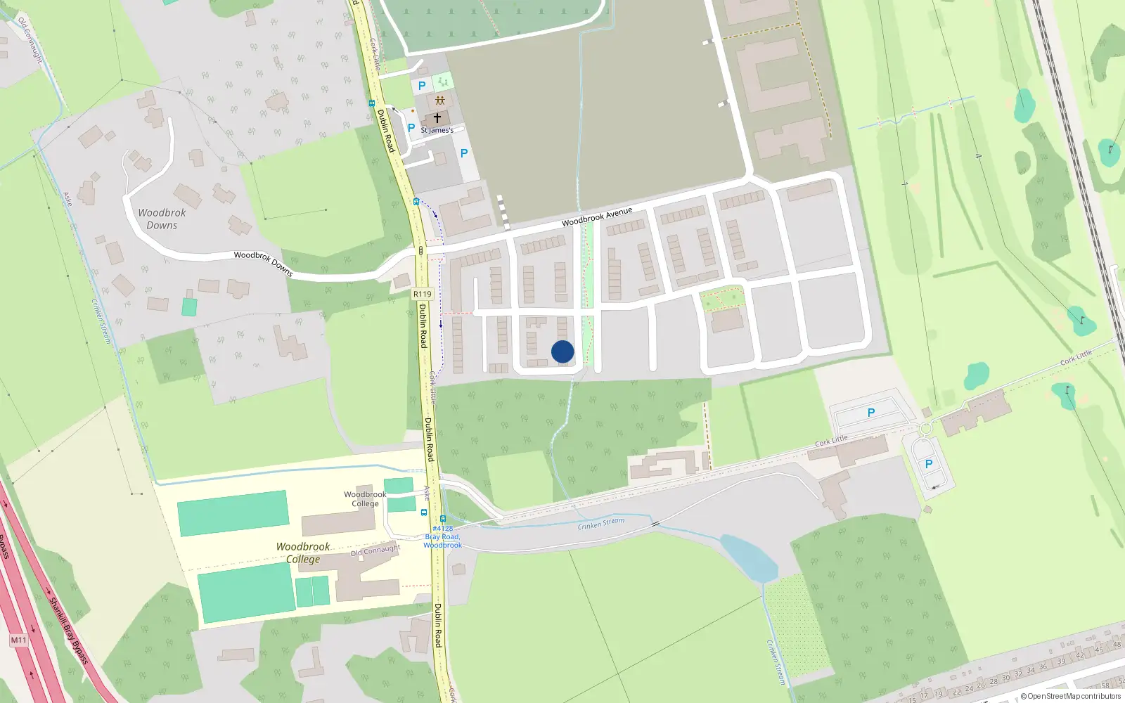 Overhead map showing the location of 10 Woodbrook Park, Bray