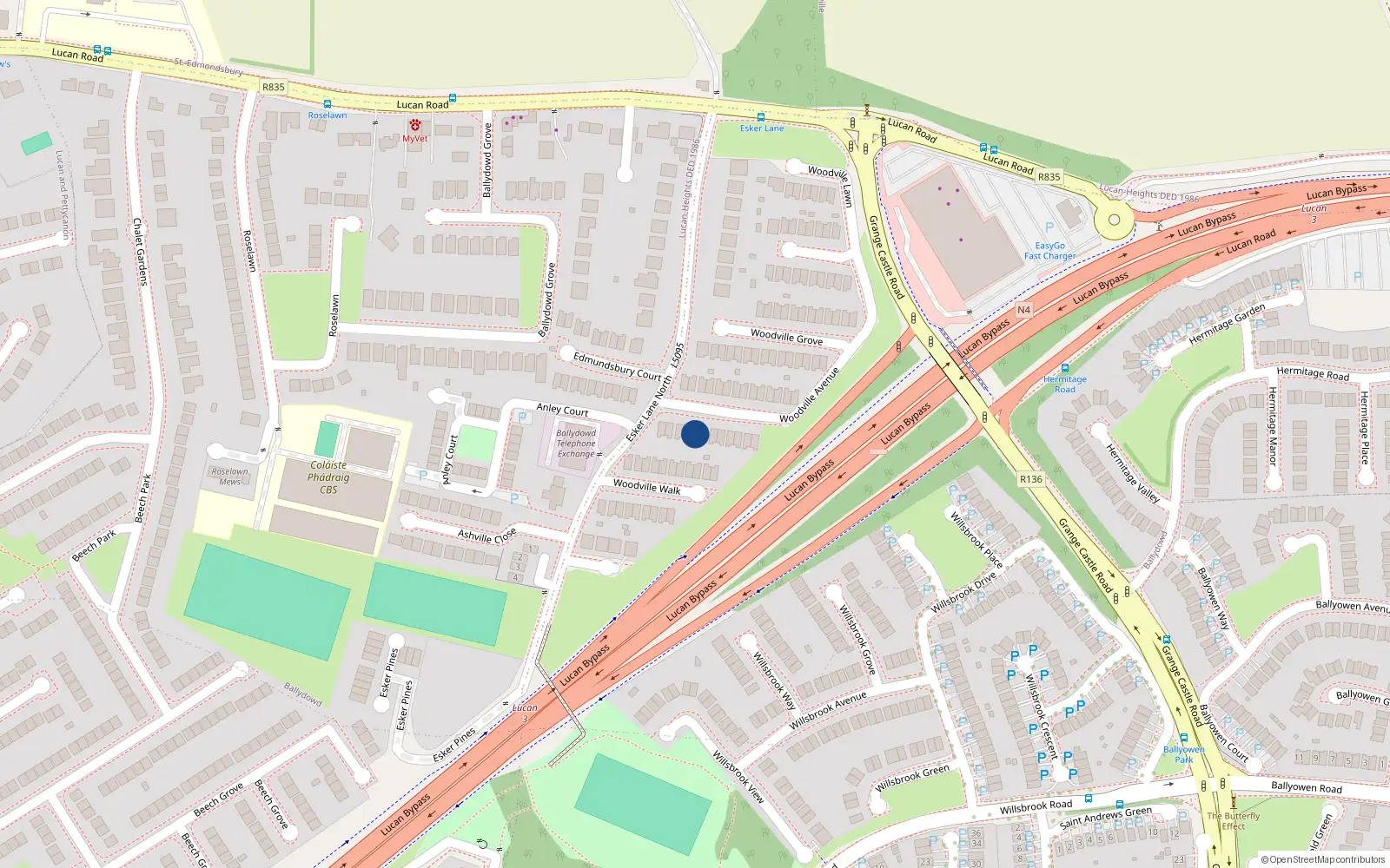 Overhead map showing the location of 10 Woodville Avenue, Lucan