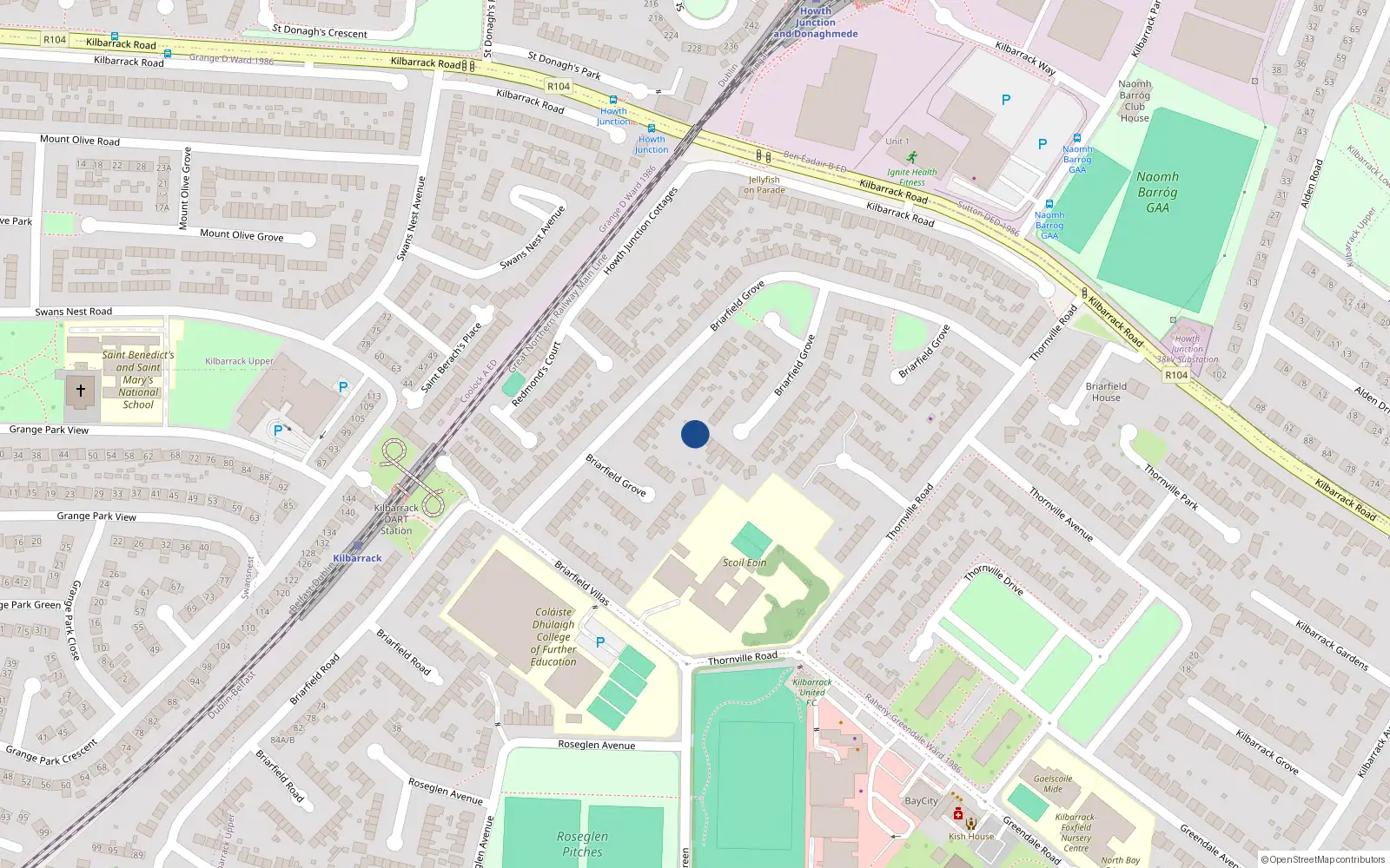 Overhead map showing the location of 100B Briarfield Grove, Dublin 5