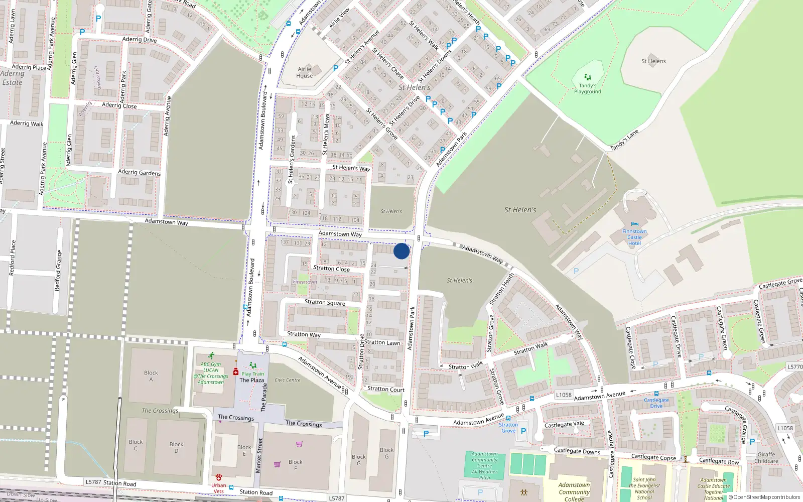 Overhead map showing the location of 101 Adamstown Way, Lucan