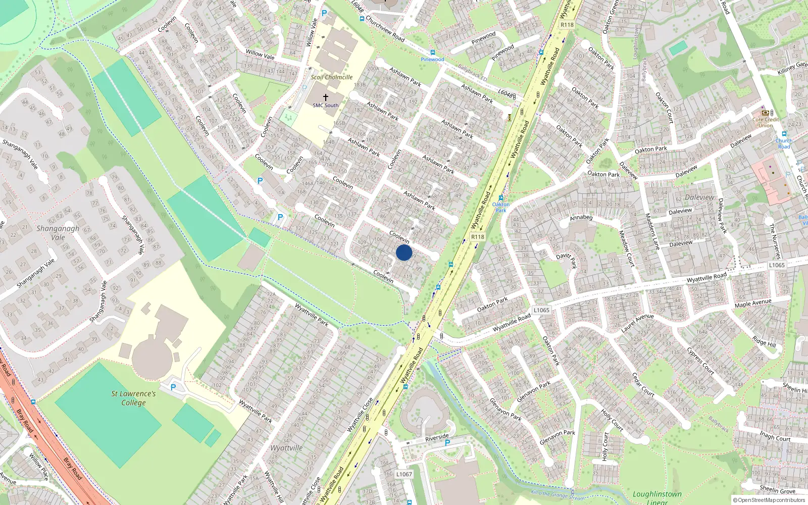 Overhead map showing the location of 101, 101 Ashlawn Park, Ballybrack