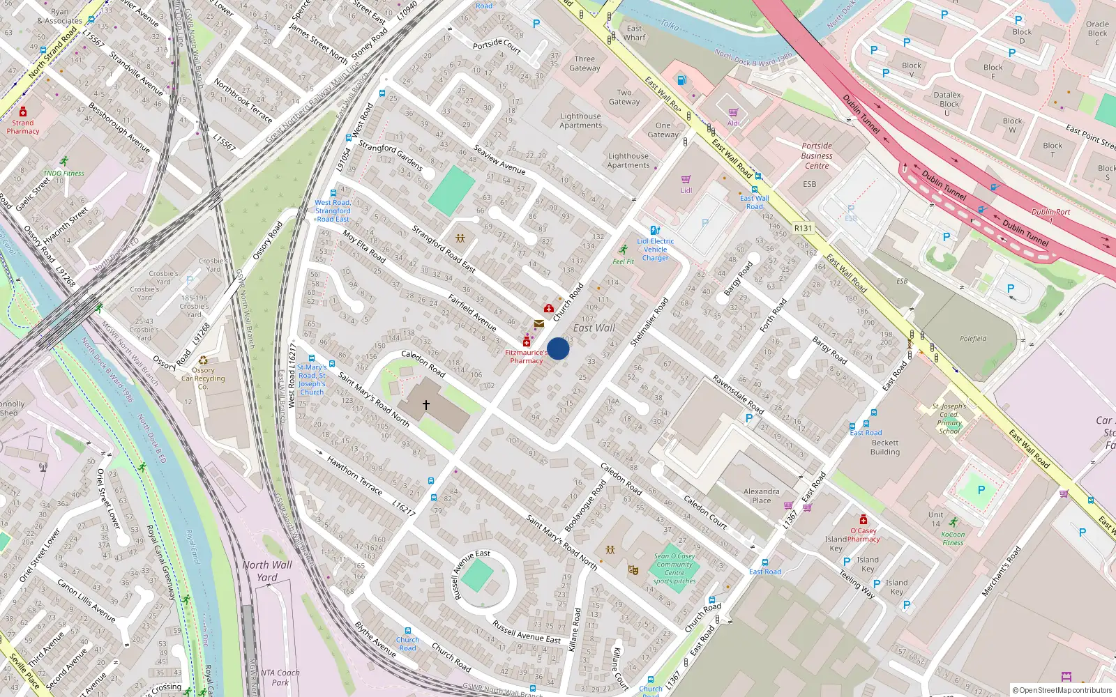 Overhead map showing the location of 101 Church Road, Dublin 3