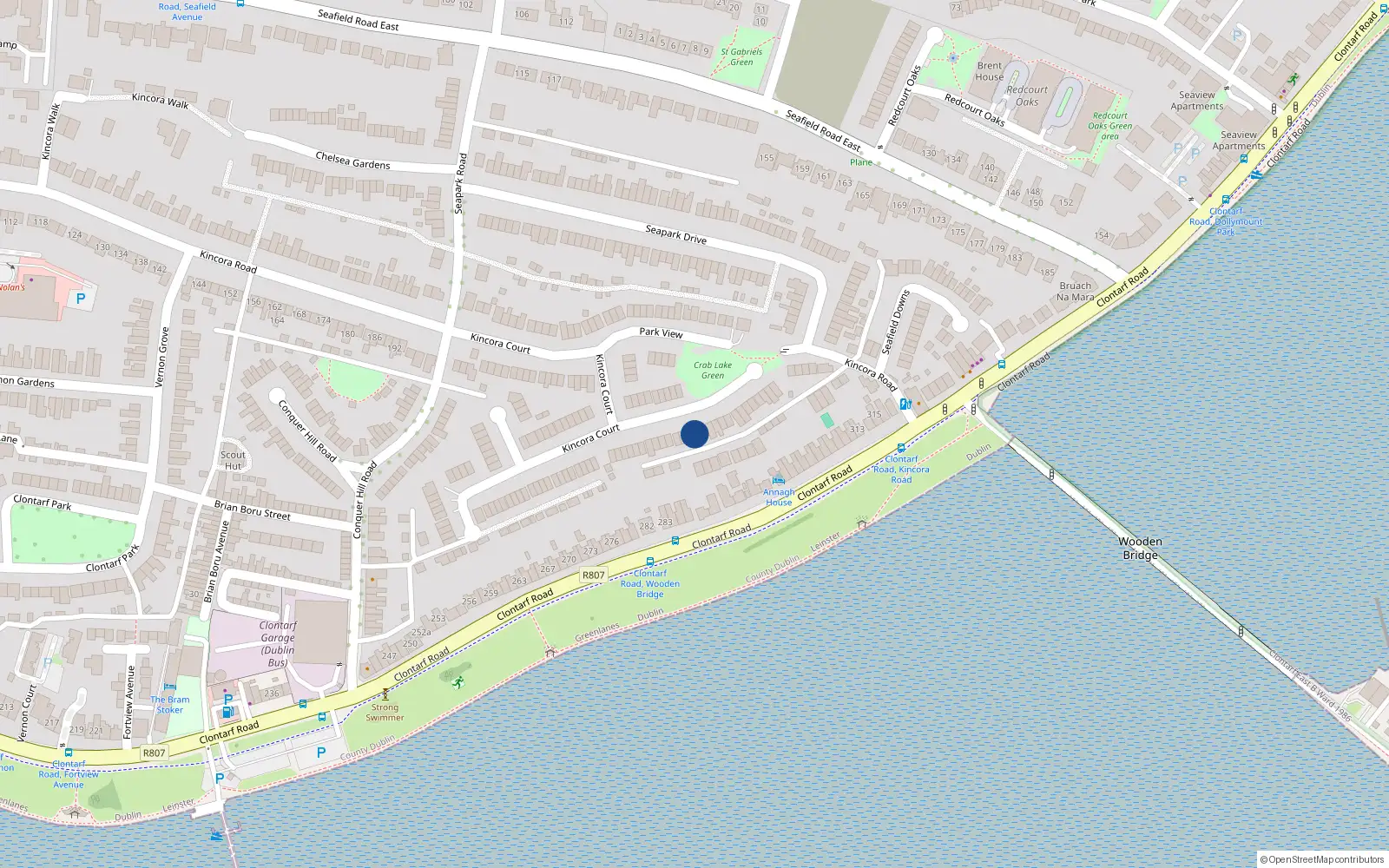 Overhead map showing the location of 101 Kincora Court, Dublin 3