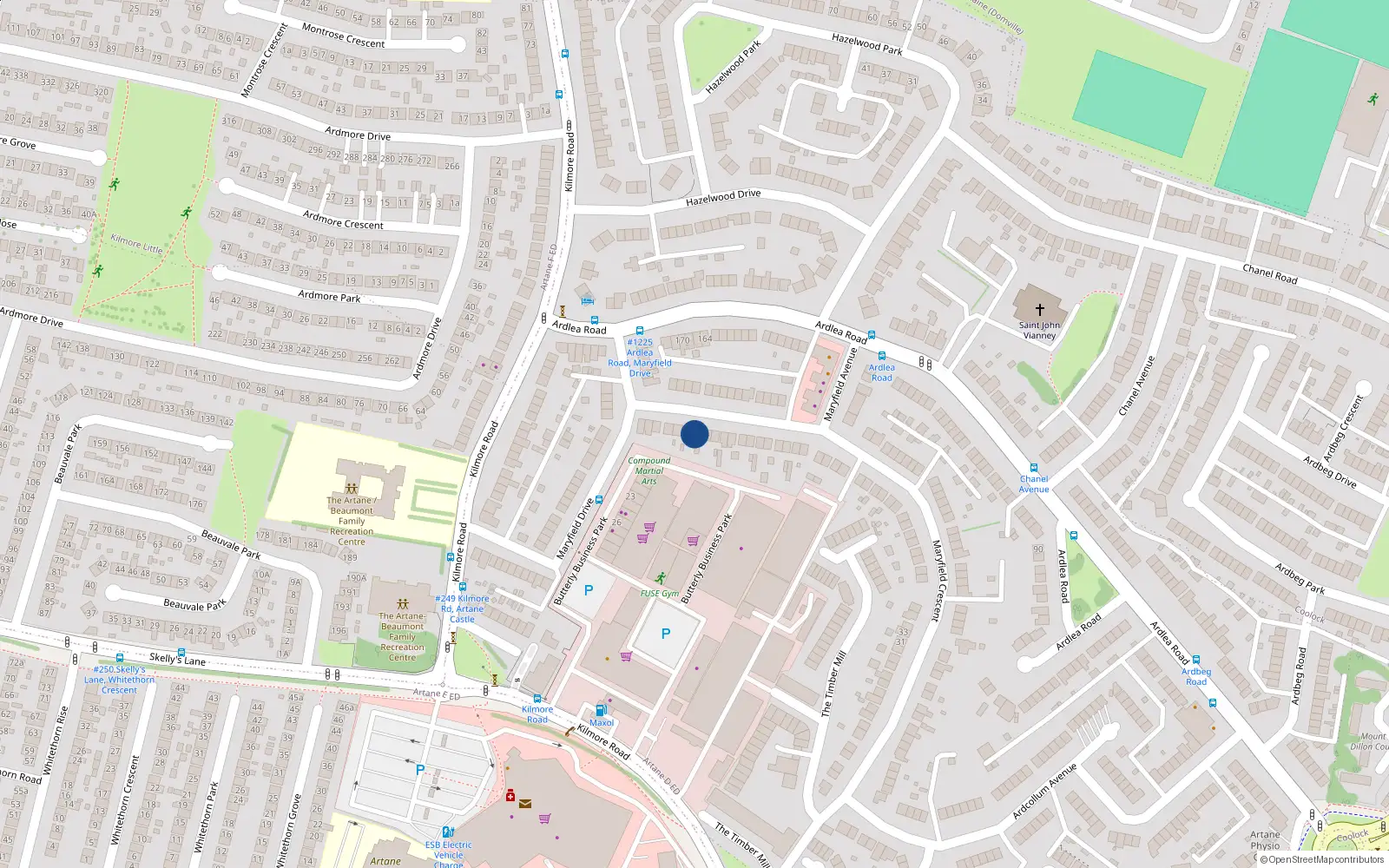 Overhead map showing the location of 101 Maryfield Crescent, Artane, Dublin 5