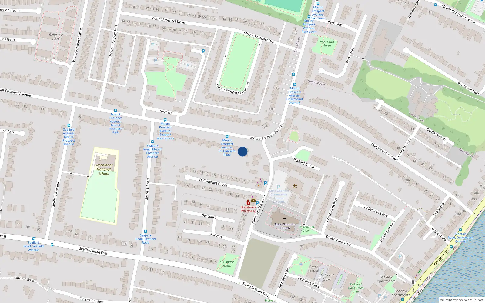 Overhead map showing the location of 101 Mount Prospect Avenue, Dublin 3