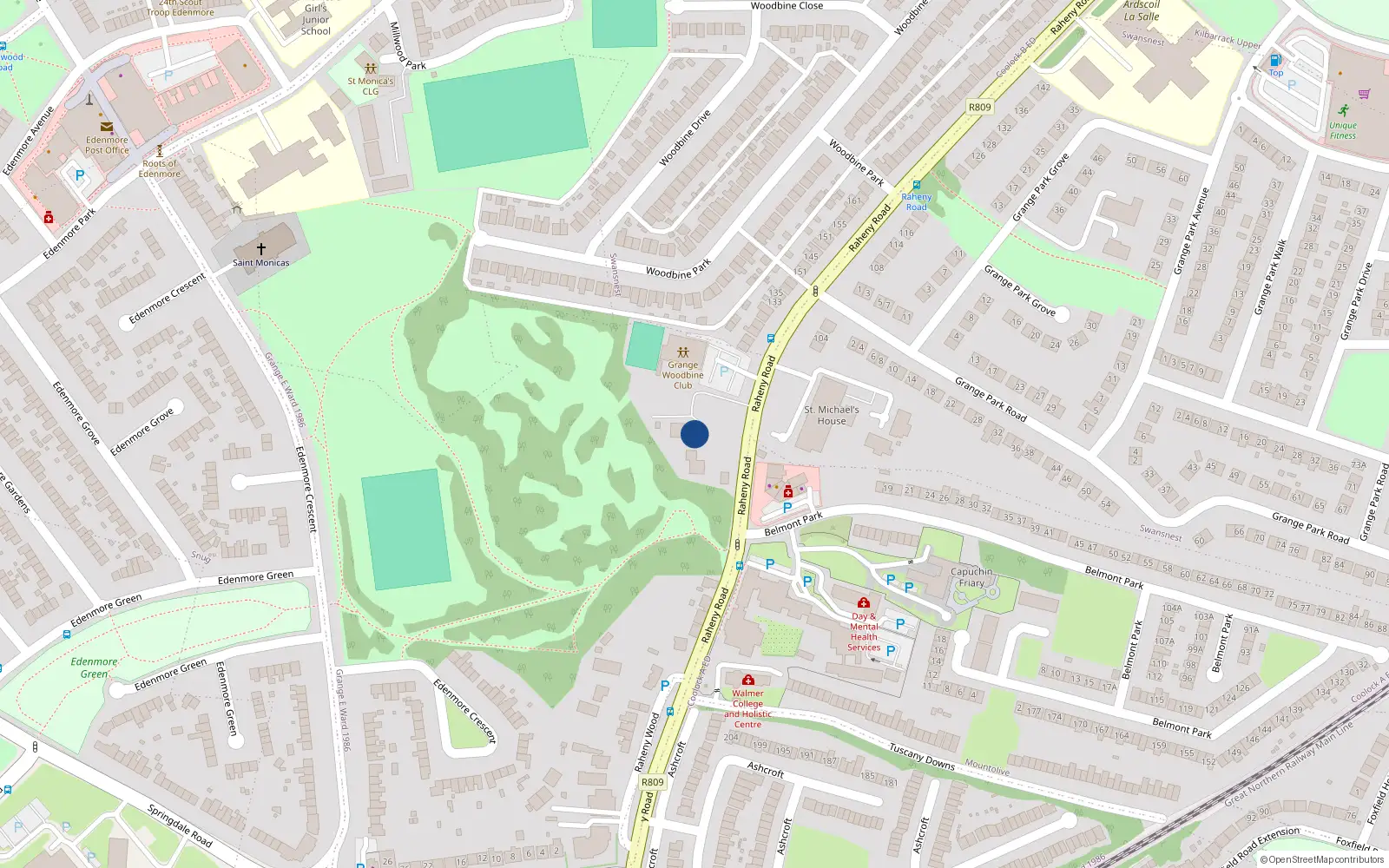 Overhead map showing the location of 101 Raheny Road, Raheny, Dublin 5