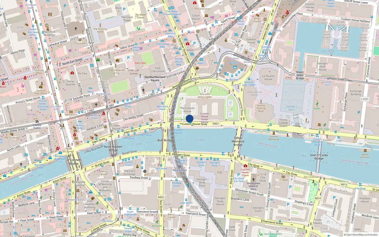 Overhead map showing the location of 102 Custom House Harbour, Custom House Docks, Ifsc Dublin 1
