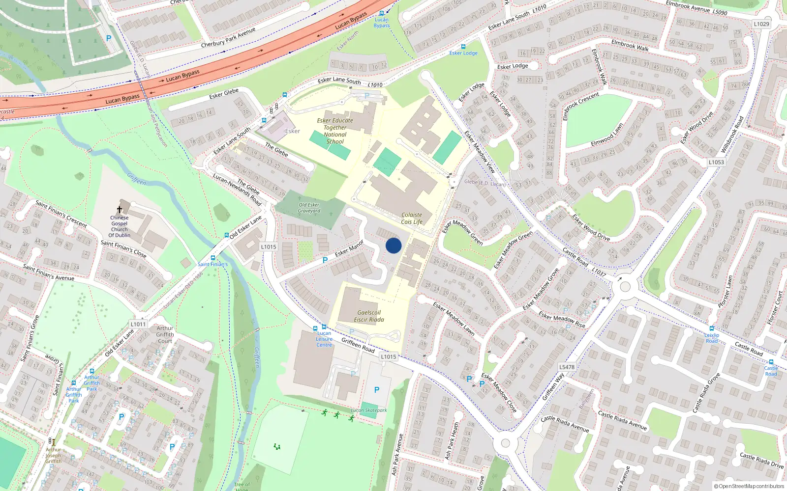 Overhead map showing the location of 102 Esker Manor, Lucan