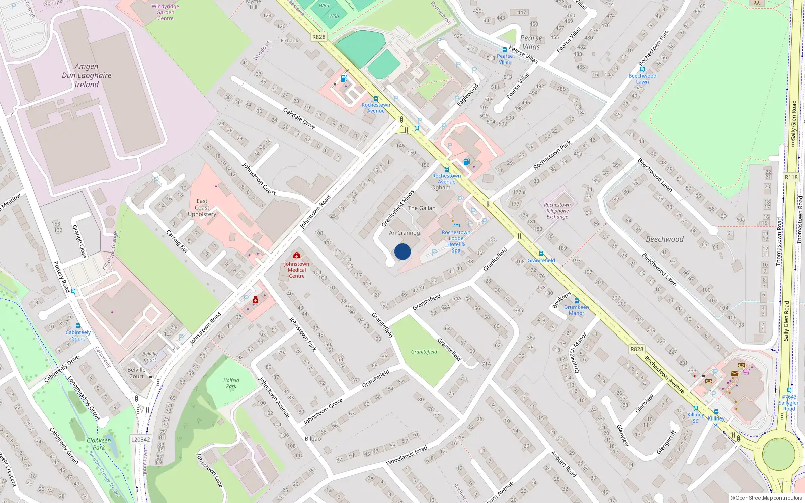 Overhead map showing the location of 102 Granitefield Manor, Rochestown Avenue, Killiney