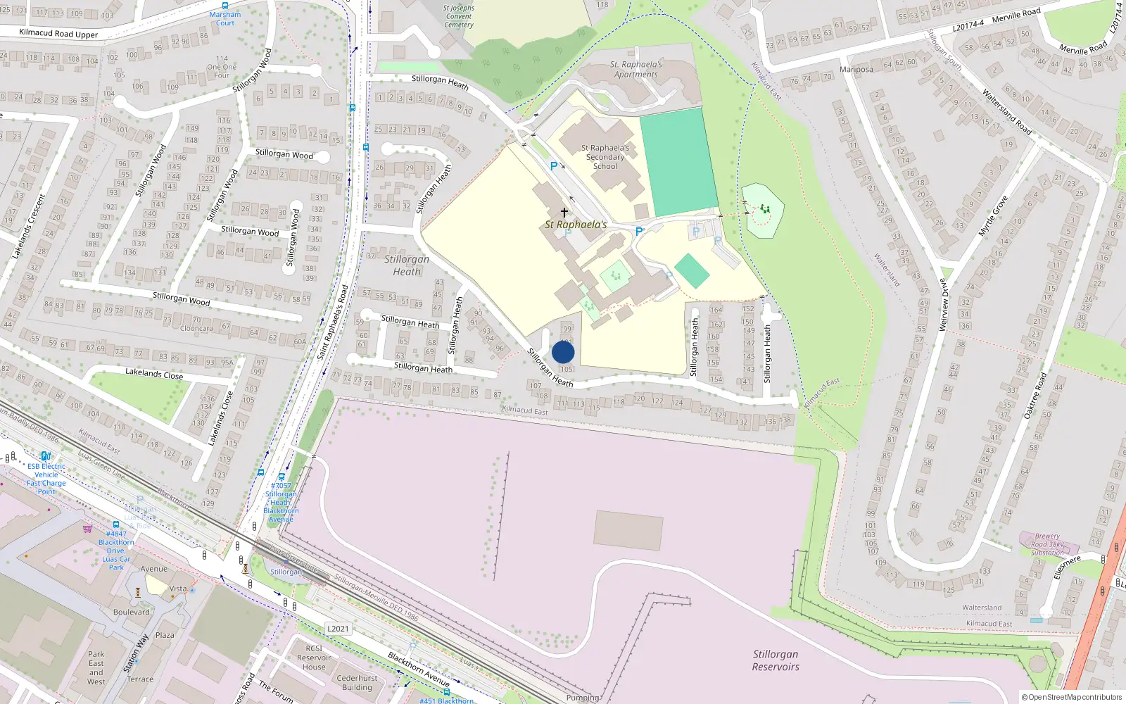 Overhead map showing the location of 102 Stillorgan Heath, Stillorgan, Dublin