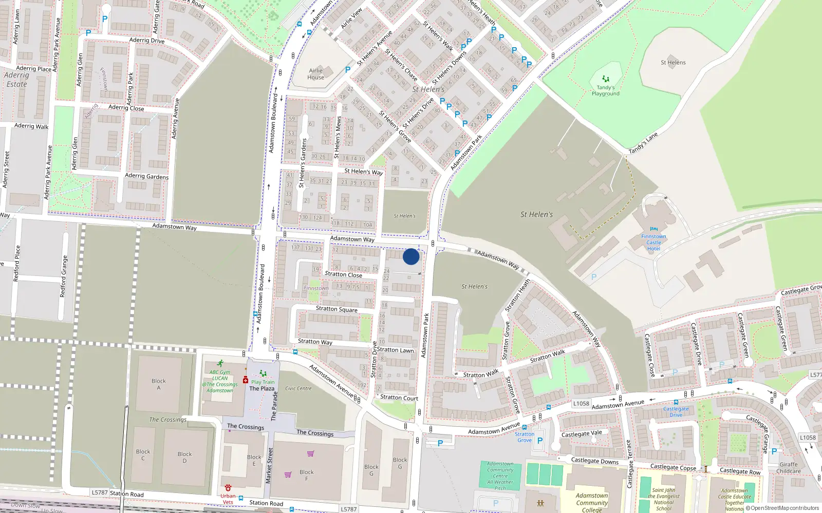 Overhead map showing the location of 103 Adamstown Way, Lucan