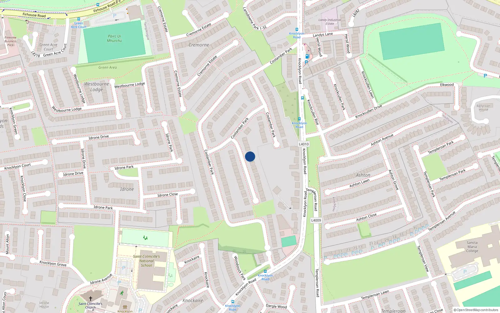 Overhead map showing the location of 103, 103 Coolamber Park, Dublin 16