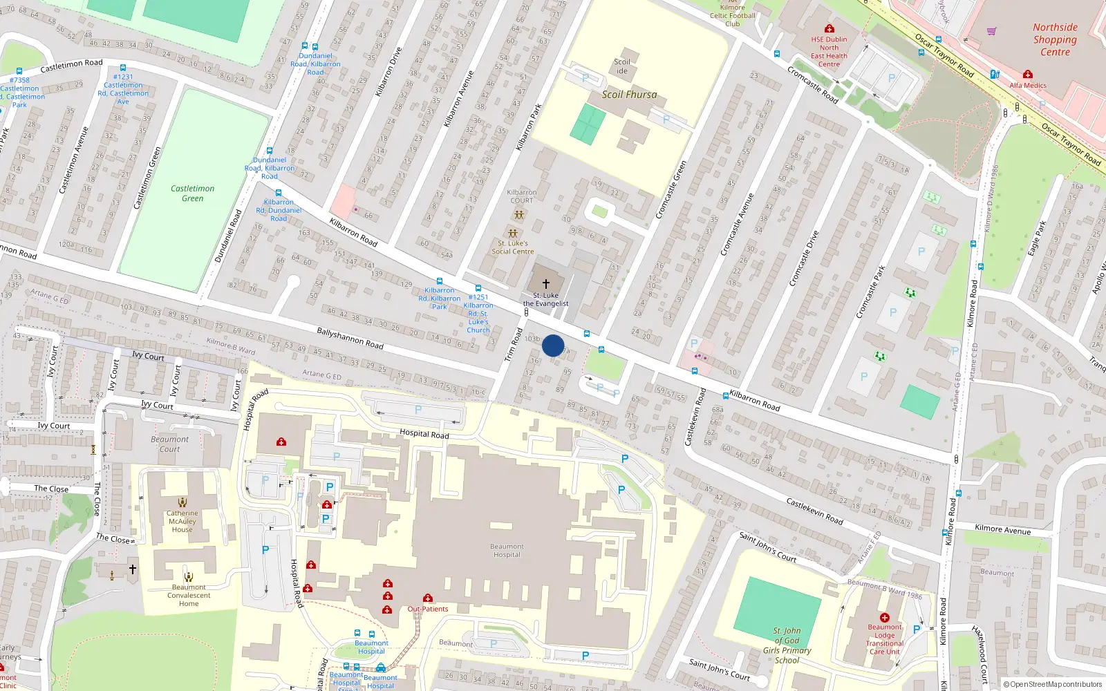 Overhead map showing the location of 103 Kilbarron Road, Dublin 5
