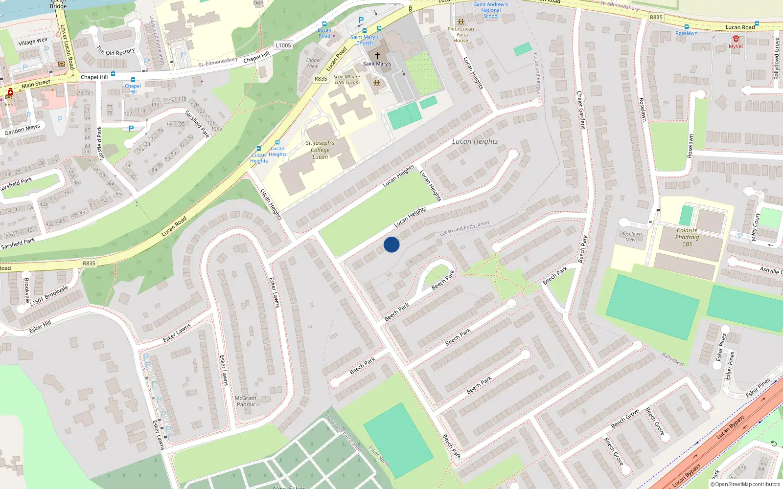 Overhead map showing the location of 103 Lucan Heights, Lucan