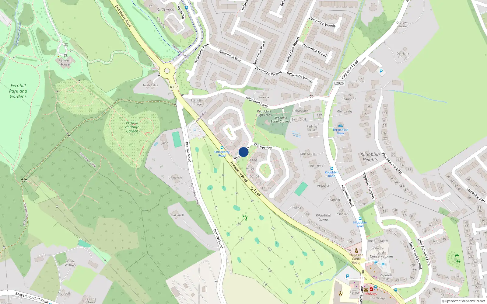Overhead map showing the location of 103 The Rectory, Dublin