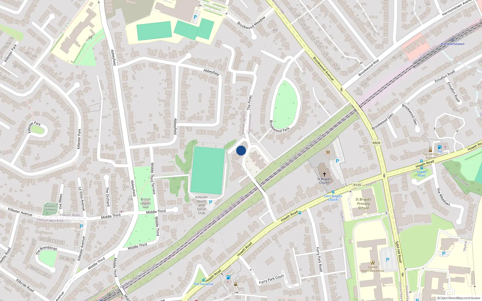 Overhead map showing the location of 103 Venetian Hall, Howth Road, Killester Dublin 5