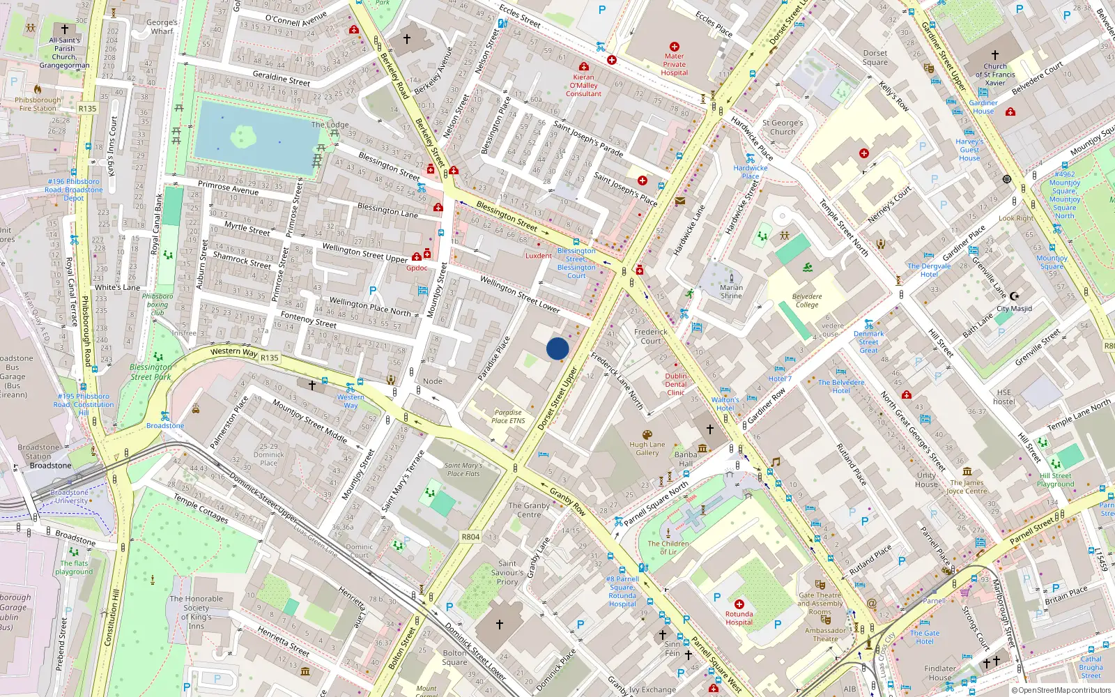 Overhead map showing the location of 103/104 Upper Dorset Street, Dublin 1