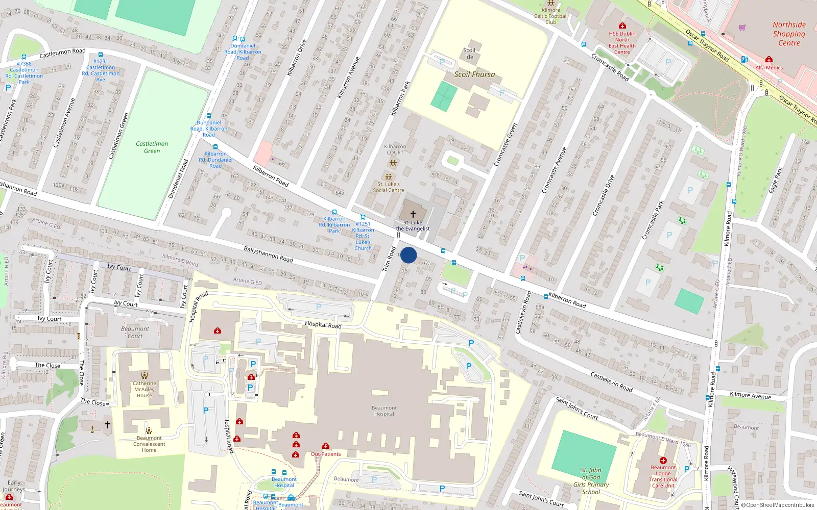 Overhead map showing the location of 103B Kilbarron Road, Dublin 5