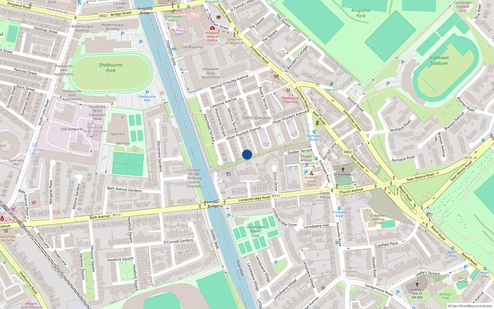 Overhead map showing the location of 104 Veronica Terrace, Irishtown