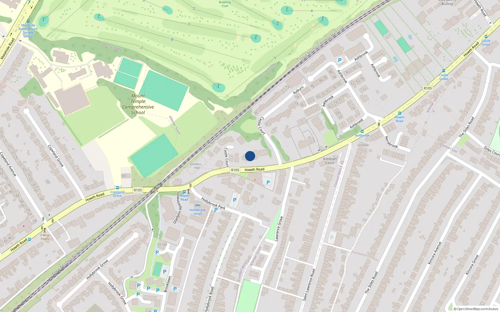Overhead map showing the location of 104A Howth Road, Dublin 3