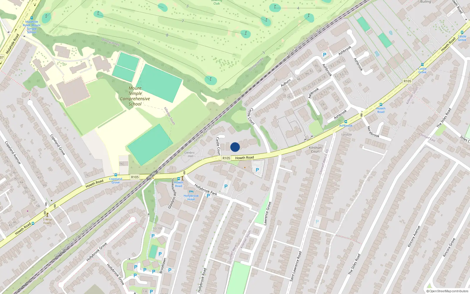 Overhead map showing the location of 104B Howth Road, Dublin 3