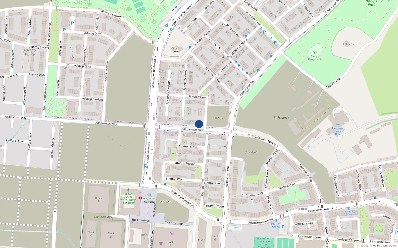 Overhead map showing the location of 106 Adamstown Way, Lucan