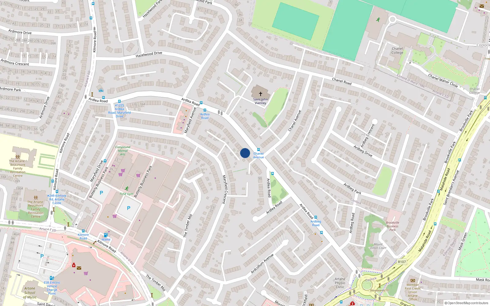 Overhead map showing the location of 106 Ardlea Road, Dublin 5