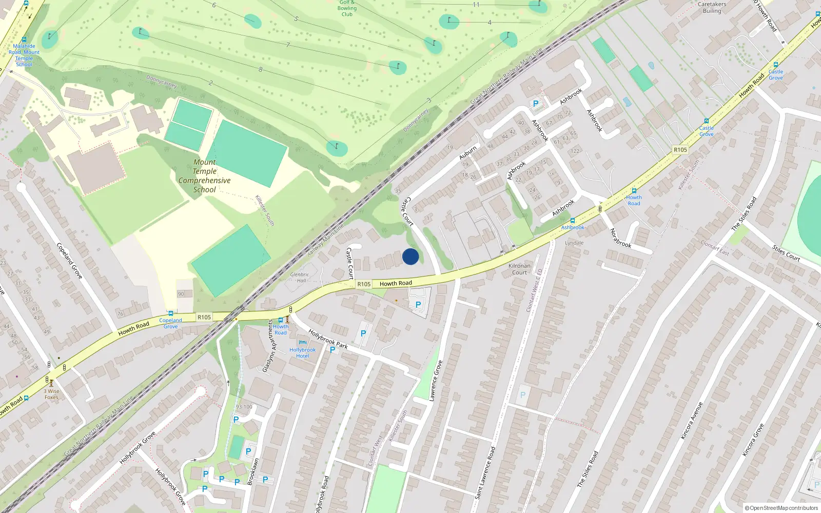 Overhead map showing the location of 106 Howth Road, Dublin 3