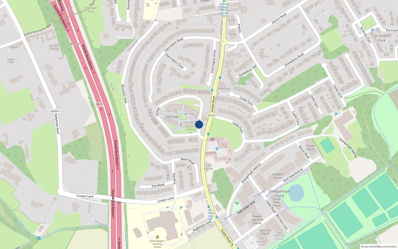 Overhead map showing the location of 106 Olcovar, Dublin