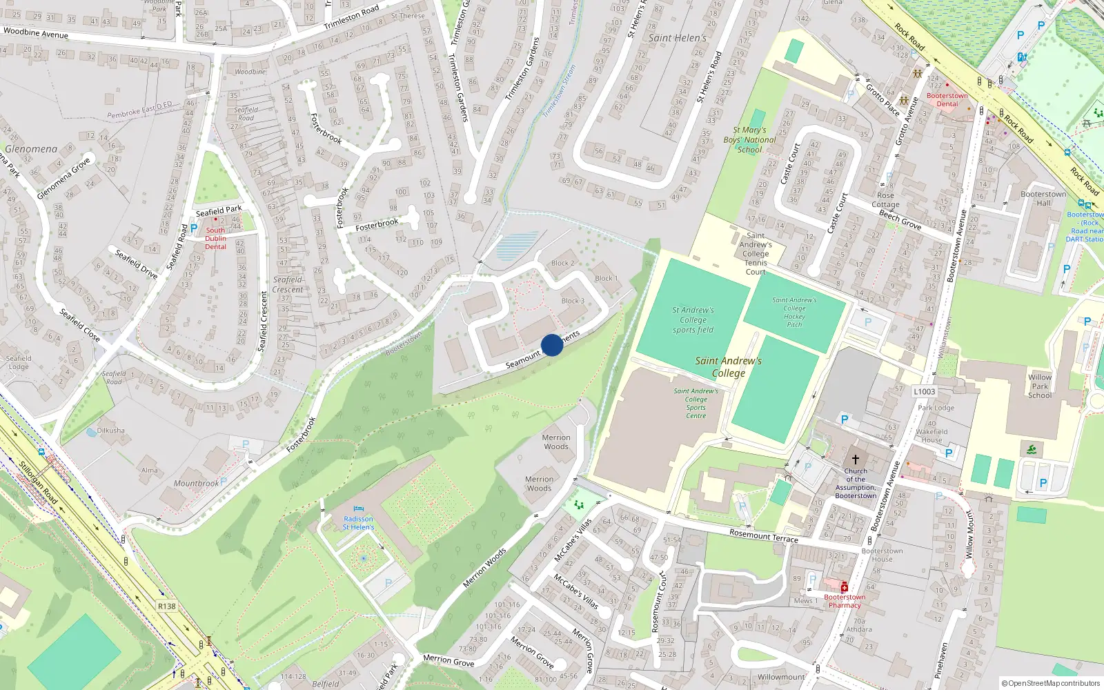 Overhead map showing the location of 106 Seamount, Dublin