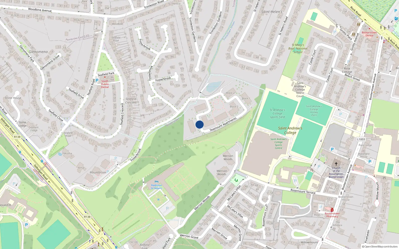 Overhead map showing the location of 107 Seamount, Stillorgan