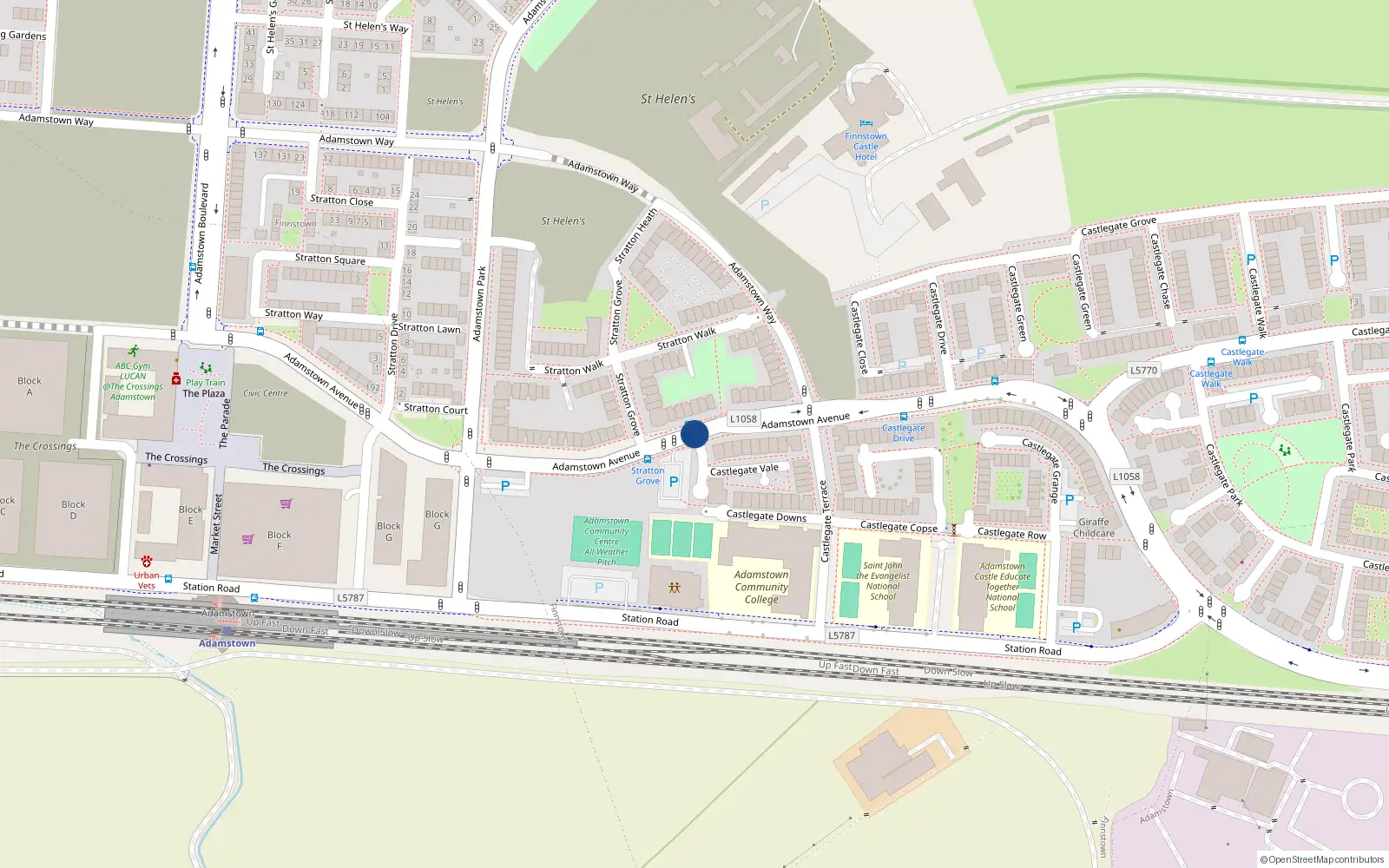 Overhead map showing the location of 108 Adamstown Avenue, Lucan