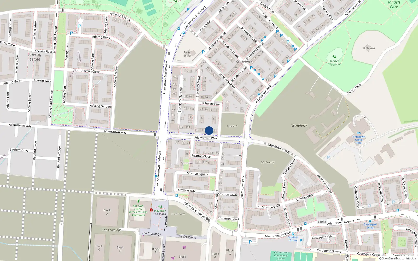 Overhead map showing the location of 108 Adamstown Way, Lucan