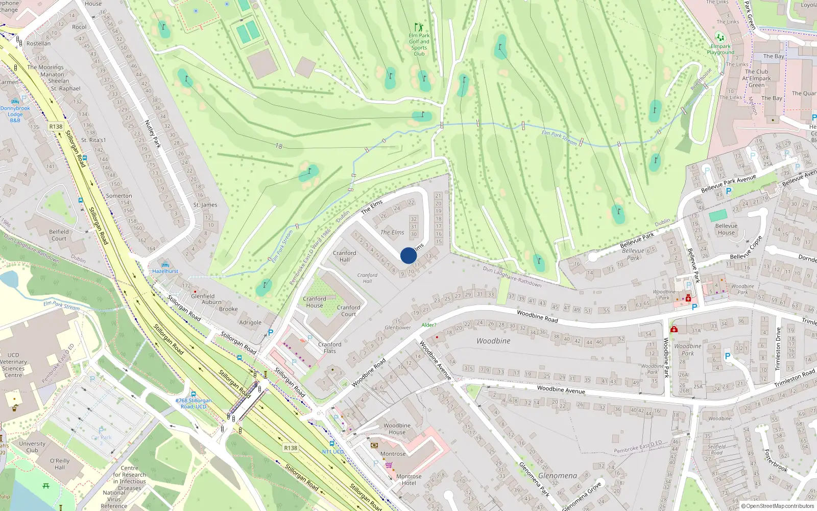 Overhead map showing the location of 108 The Elms, Priesthouse