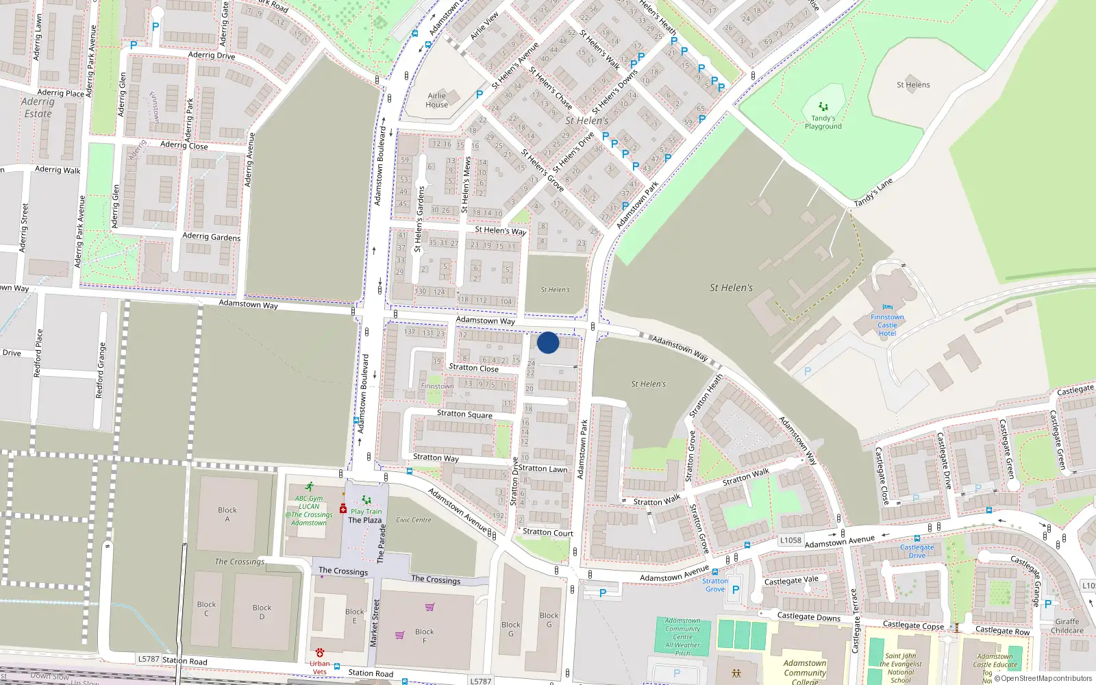 Overhead map showing the location of 109 Adamstown Way, Lucan