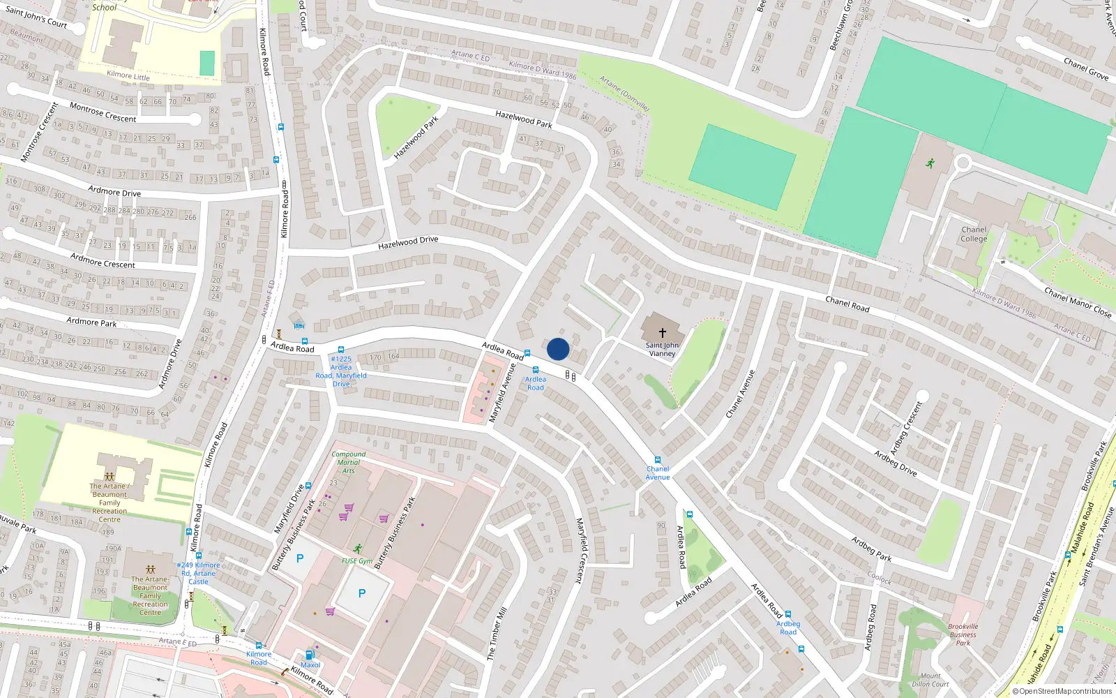 Overhead map showing the location of 109 Ardlea Road, Dublin 5