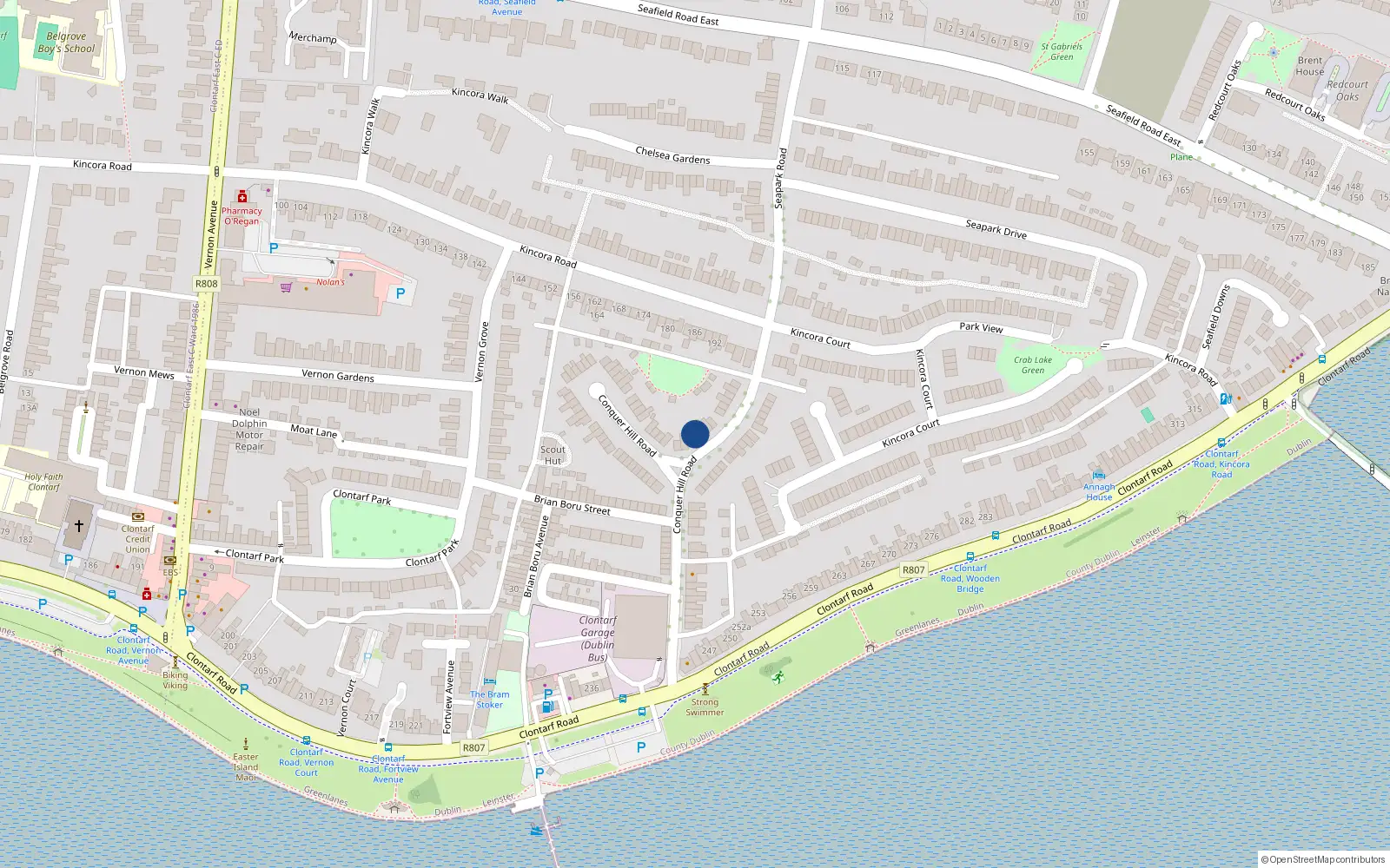 Overhead map showing the location of 109 Conquer Hill Road, Dublin 3