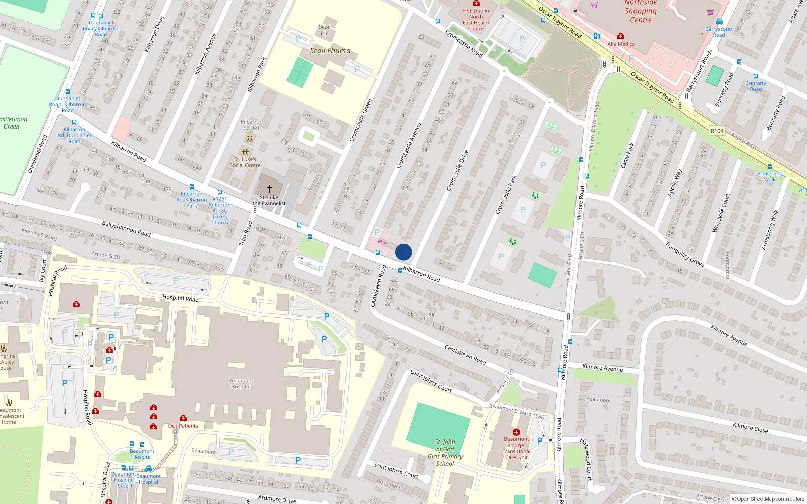 Overhead map showing the location of 10A Kilbarron Road, Dublin 5