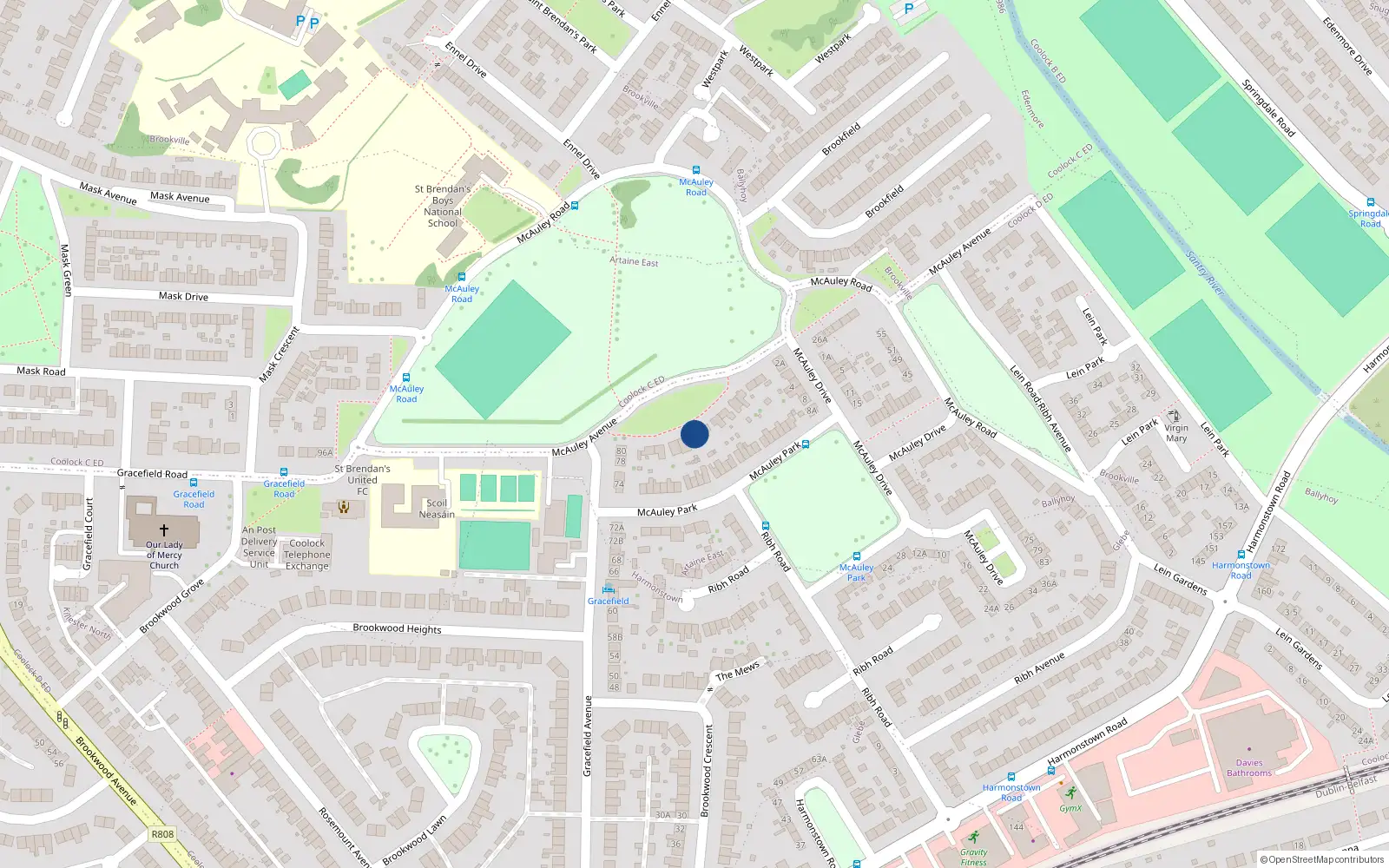 Overhead map showing the location of 10 McAuley Avenue, Dublin