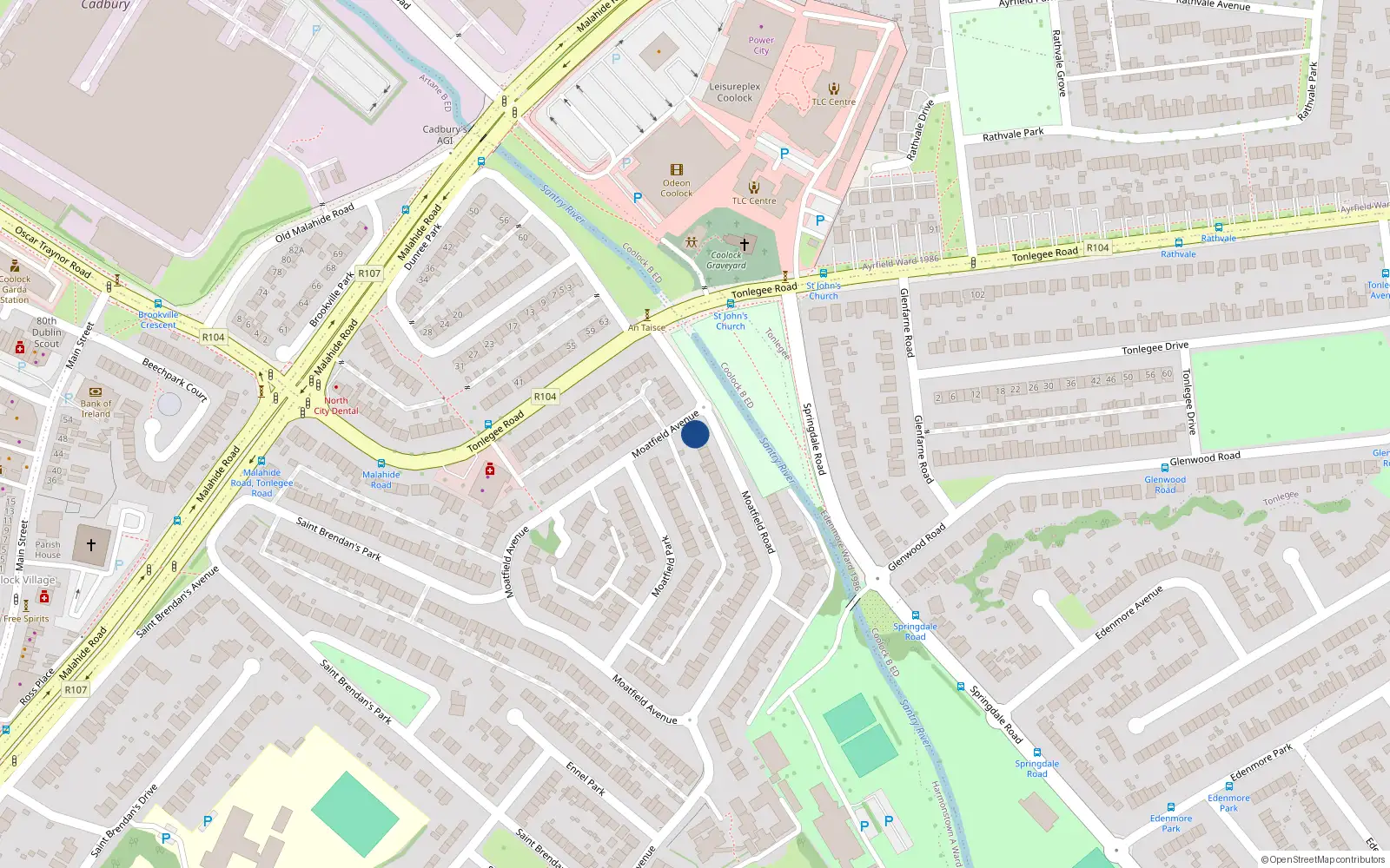 Overhead map showing the location of 10A Moatfield Road, Coolock, Dublin 5