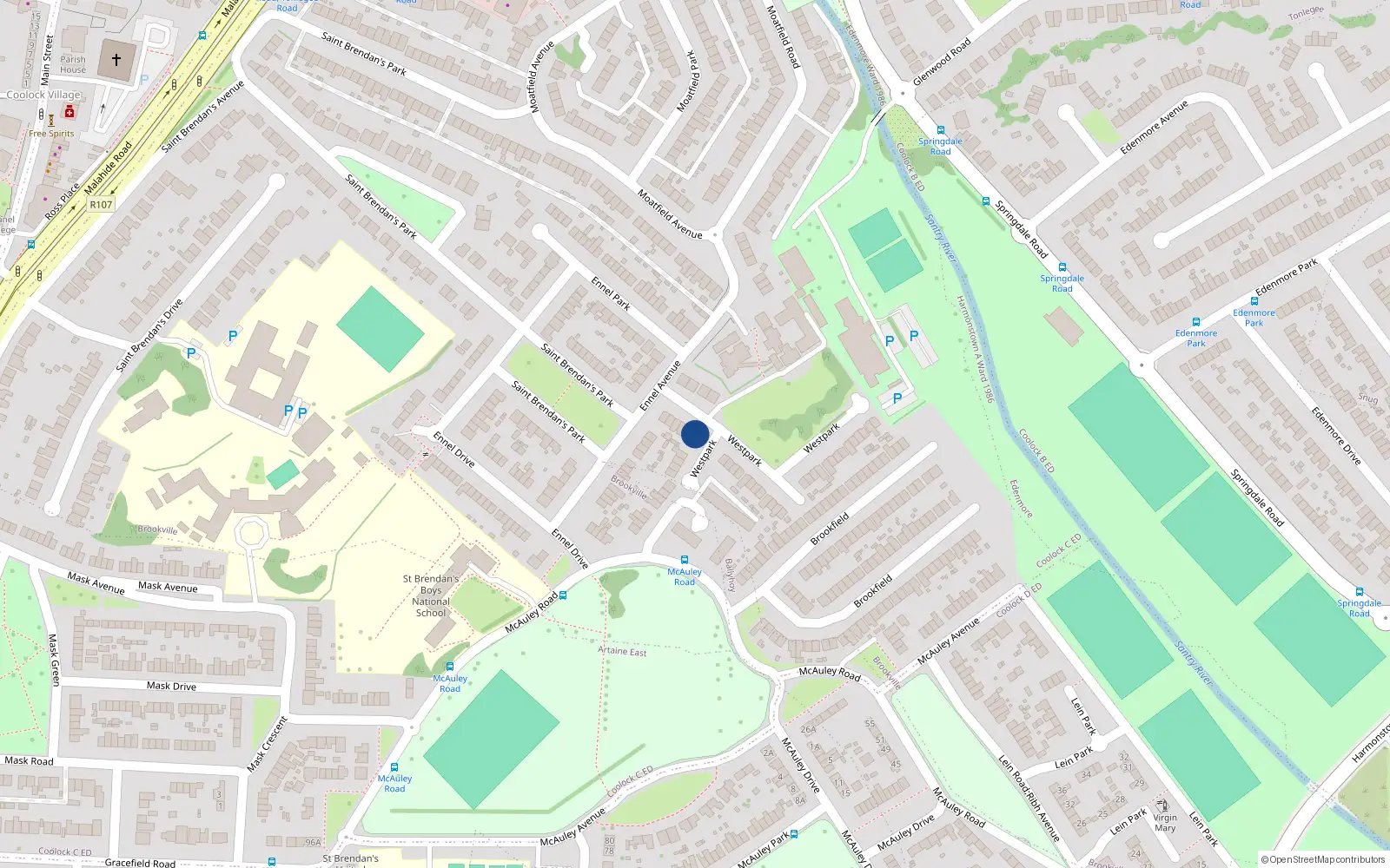 Overhead map showing the location of 10A Westpark, Dublin 5