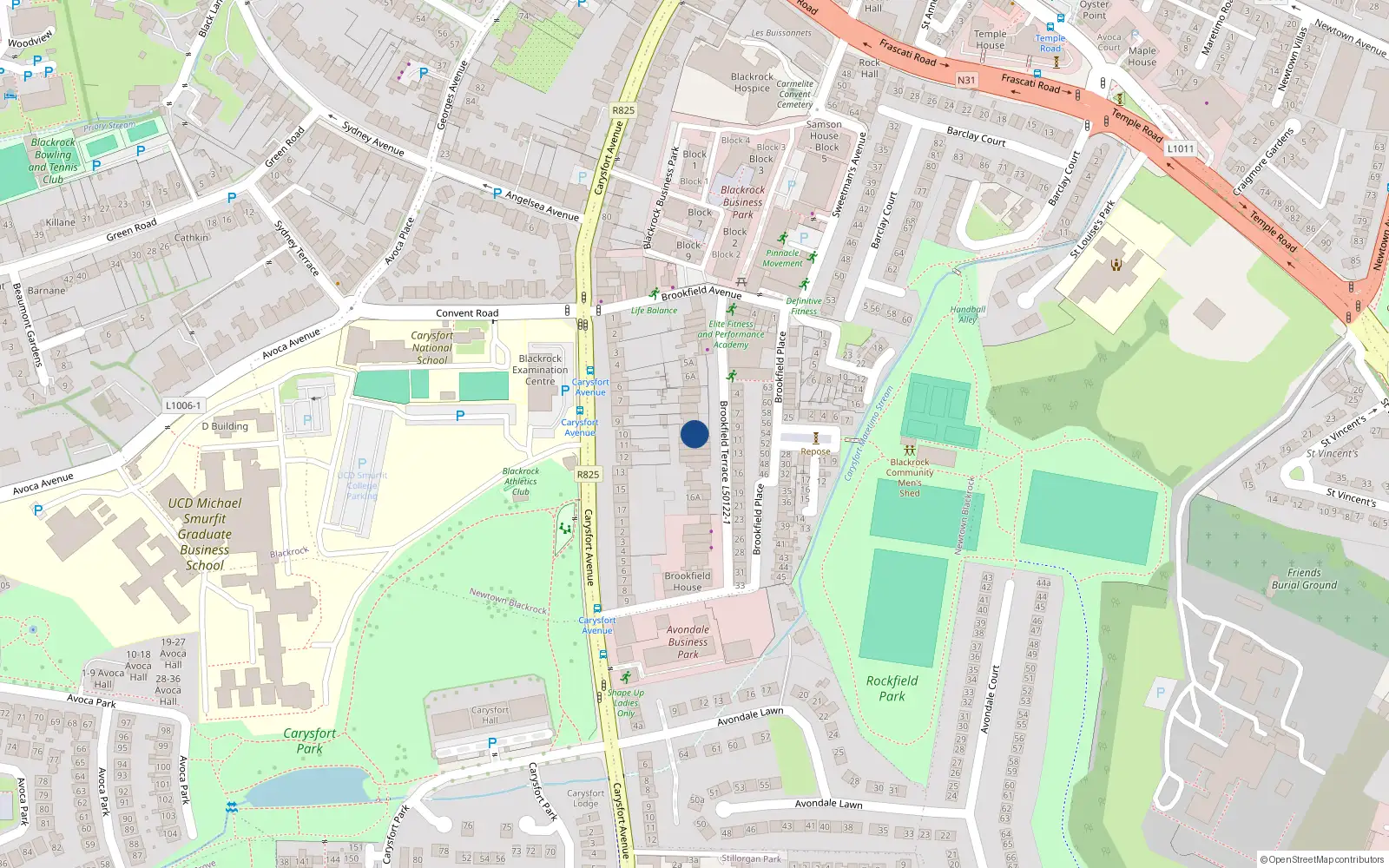 Overhead map showing the location of 10B 'Loreto', Rear of Prince Edward Terrace, Blackrock