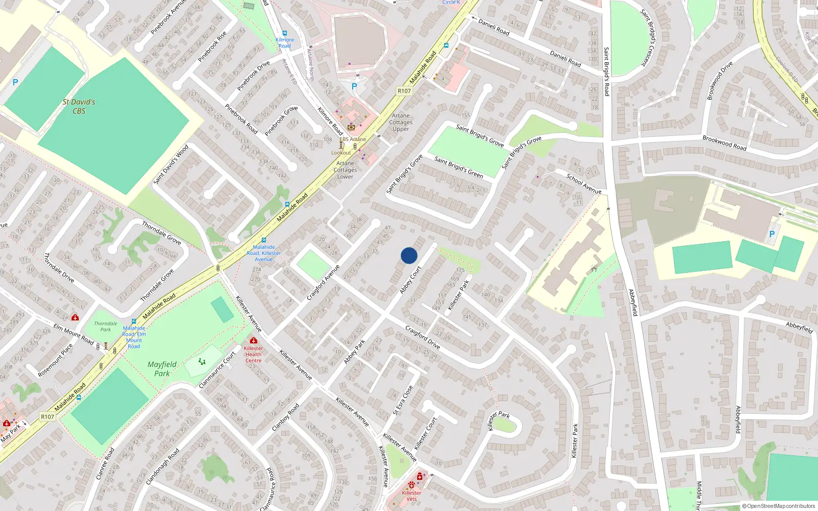 Overhead map showing the location of 11 Abbey Court, Dublin 5